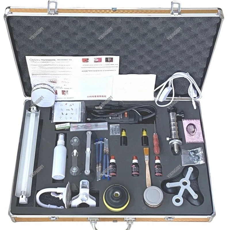 Stainless Steel Vacuum Injector Windshield Repair Kit, Professional Crack Chip Repair Tool Set For Auto Glass Maintenance