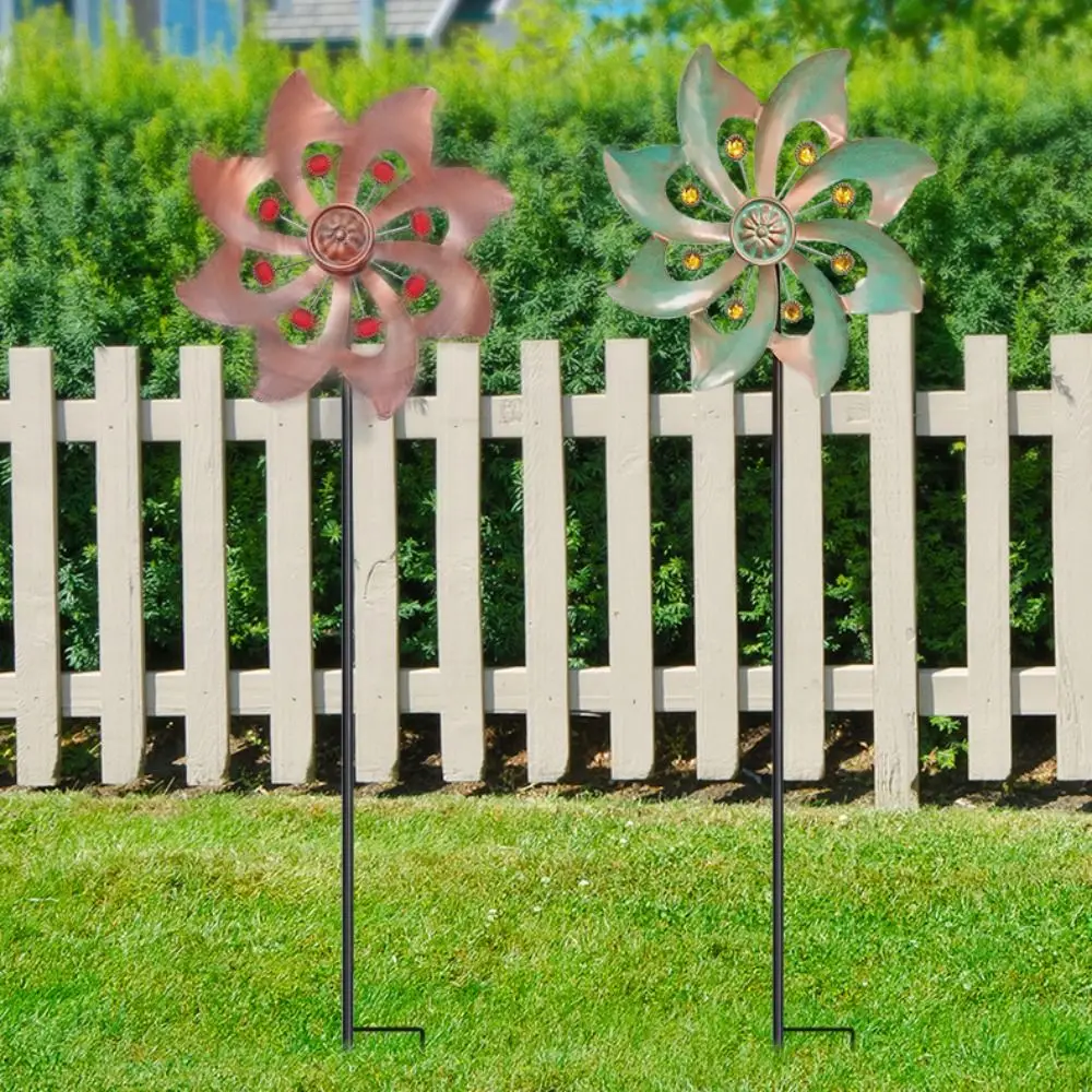 

Landscape Art Decoration Metal Wind Spinners Creative Rotating Double Windmill Sculpture Durable Wind Rotator Backyard Patio