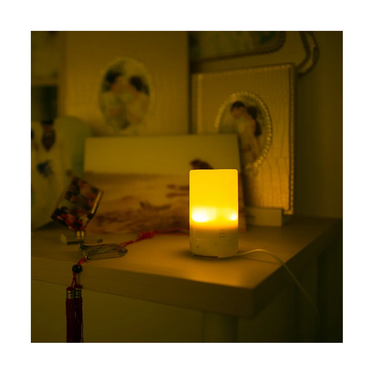 USB 충전 공기 초음파 가습기, 아로마 테라피 에센셜 오일 디퓨저, 가정용 자동차 사무실용, 7 색 야간 조명