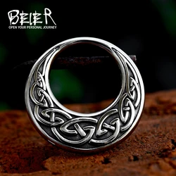 BEIER 2023 New Arrival Stainless Steel Viking  Celtics Knot Trinity Pendant Moon Shape Choker Necklace For Men Women Jewelry