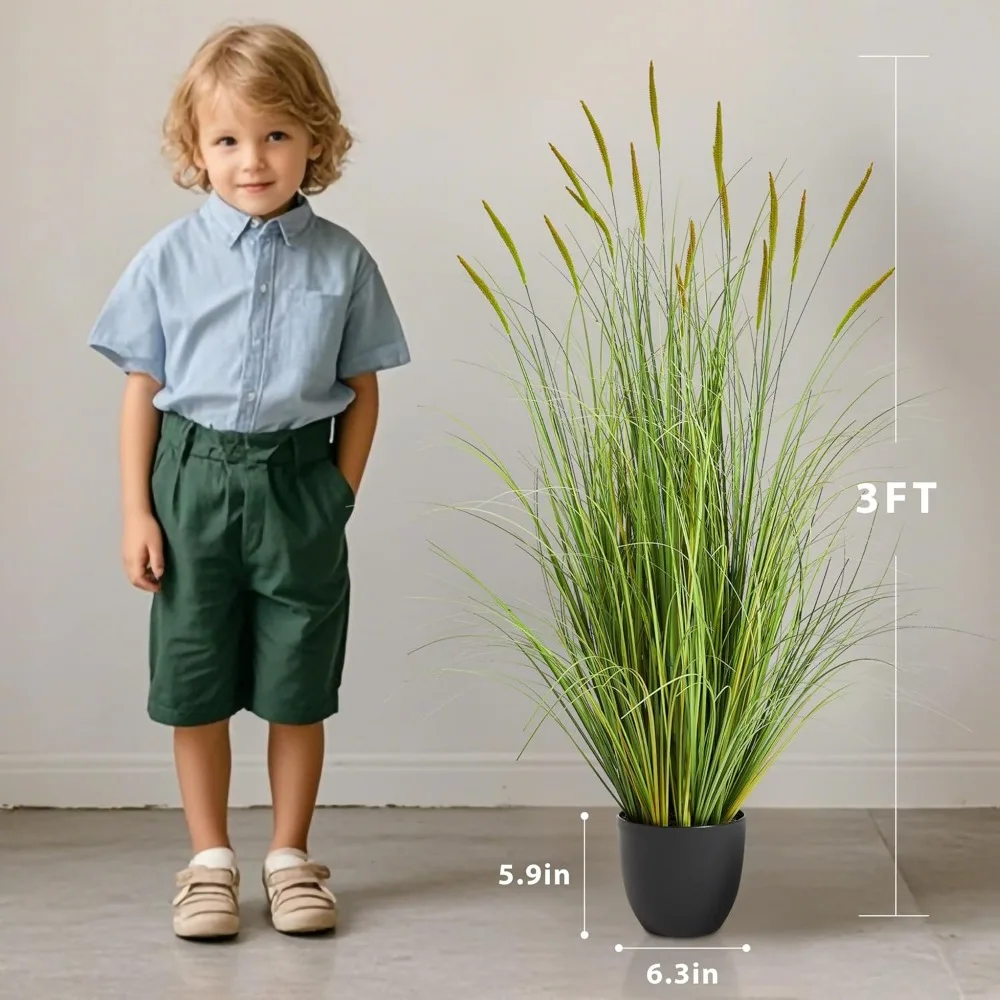 Grama artificial de palheta de carcaça, 2 pacotes, grama falsa de cebola de 35 polegadas para plantas de arte decorativas de escritório doméstico interno e externo