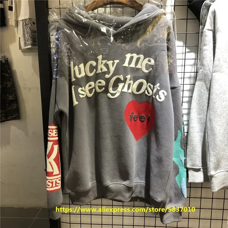 2024 Lucky me Hoodies MEN Women I see Ghosts Hoodies Feel Sleeve red Logo Kanye West Pullovers Kids SEE Ghosts Sweatshirts