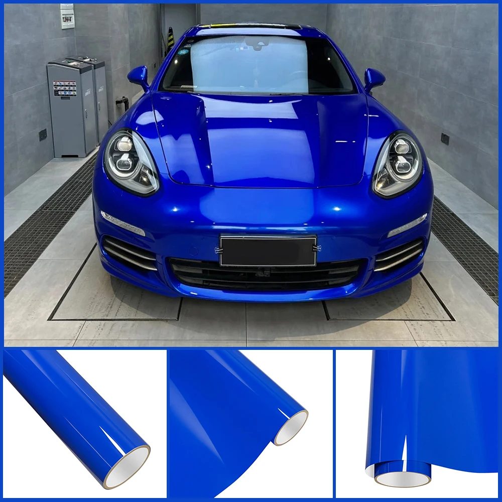 

Ultra Glossy Sapphire Blue Wrap PET DIY Vinyl Film For Car Whole Body PVC Decals Wrapping Stickers Cover Auto Tuning Accessories