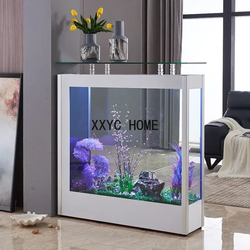 Luxury fish tank living room home large glass floor-to-ceiling ecological aquarium partition screen 2023 new