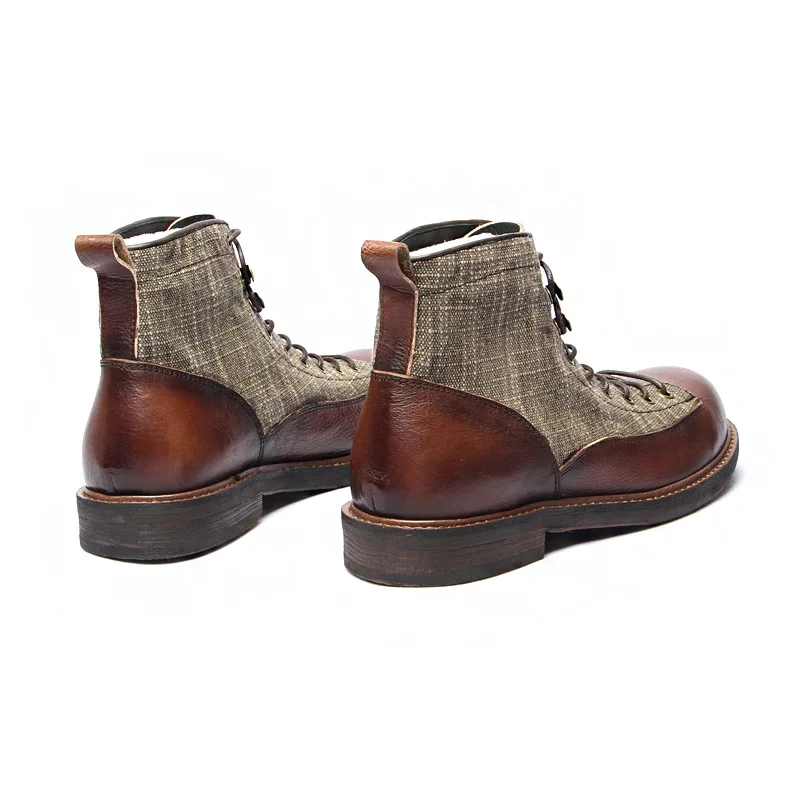 Genuine Leather Basic Flat Shoes Autumn Platform Gentlemen Men Shoes Cross Straps Cool Tide Color Men Boots