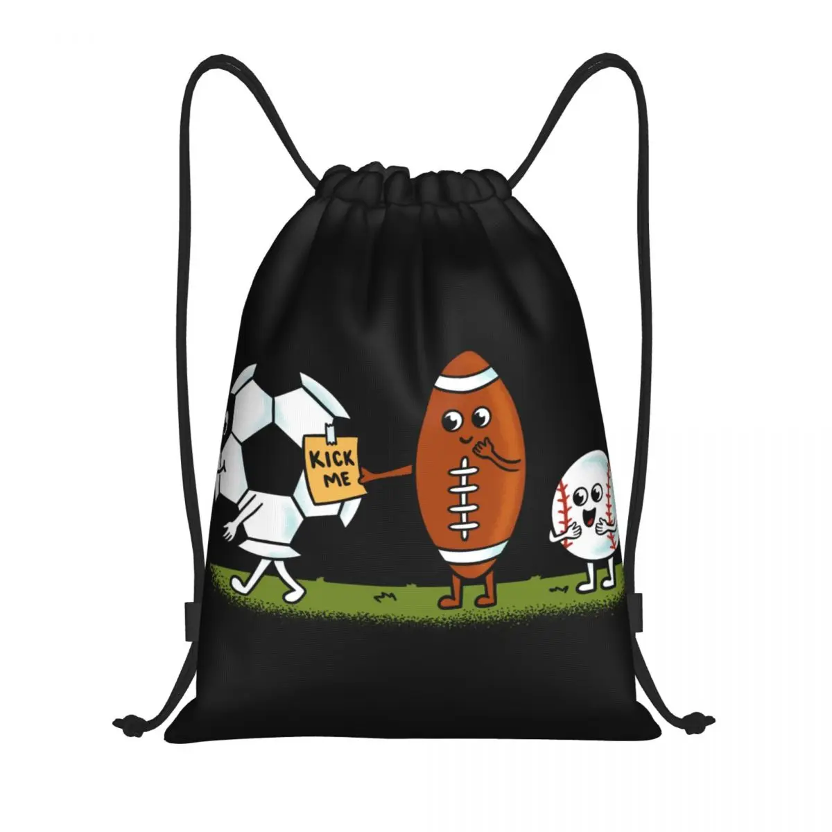 Custom Soccer Kick Me Drawstring Bag, Mochilas Yoga para Sports Gym, Compras, Mulheres e Homens