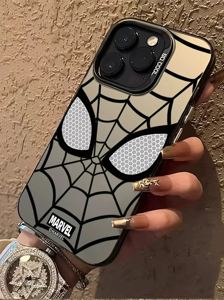 جراب هاتف أنيمي ثلاثي الأبعاد برسوم كرتونية أعجوبة ، ملثمين ، سبايدرمان ، مدرع رائع ، ليزر ، غطاء مضاد للسقوط لهواتف آيفون 15 و 14 و 13 و 12 و 11 برو ماكس #4