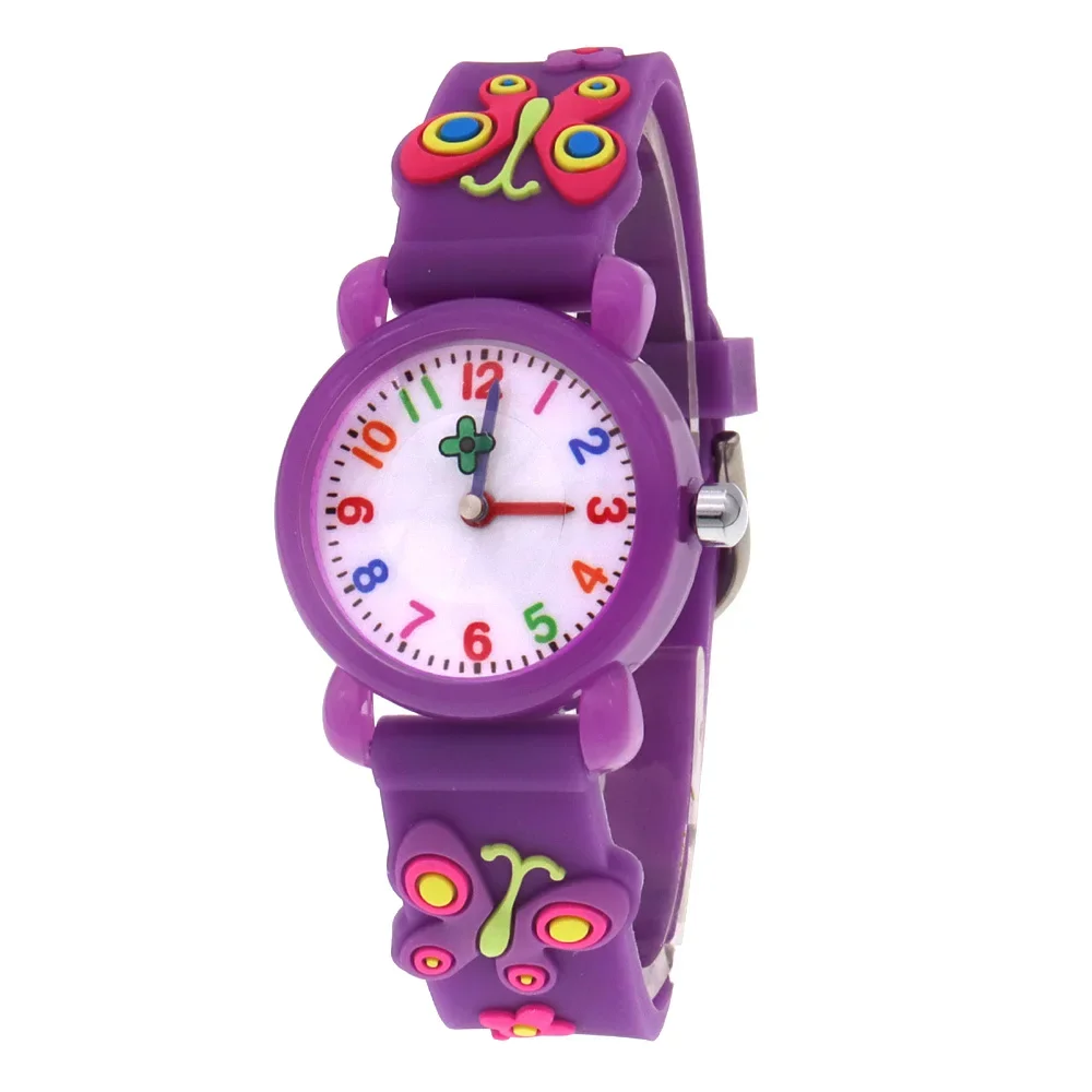 Girls 3D Butterfly & Flower Quartz Watch Cartoon Hand Wristwatch Clock Reloj for Students & Babies Beauty Design