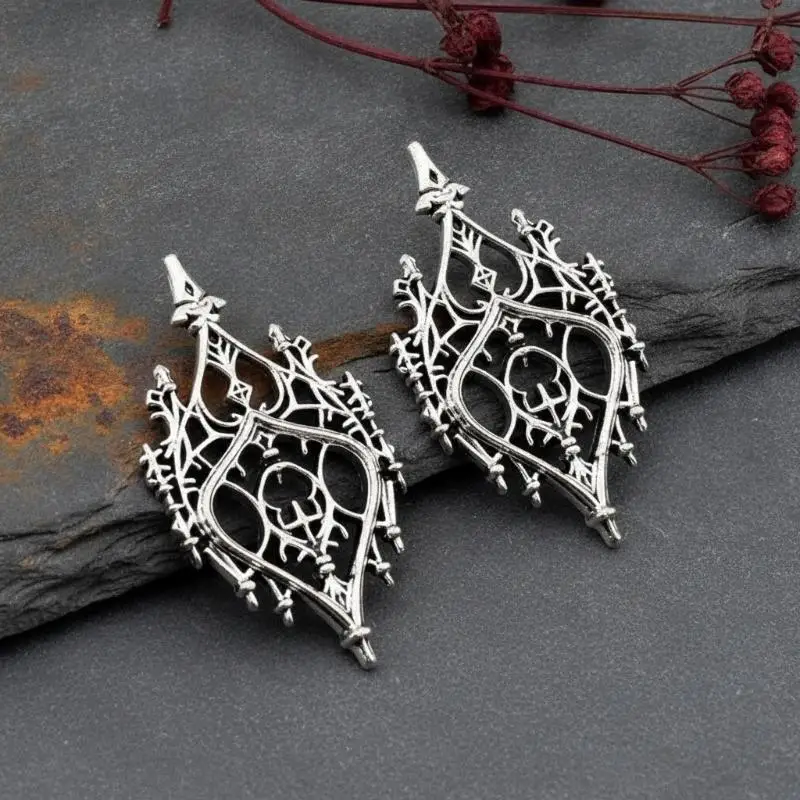 4Pcs Gothic Inspired Hollow Castle Charms Hypoallergenic DIY Jewelry Making Accessories for Sensitive Skin Users