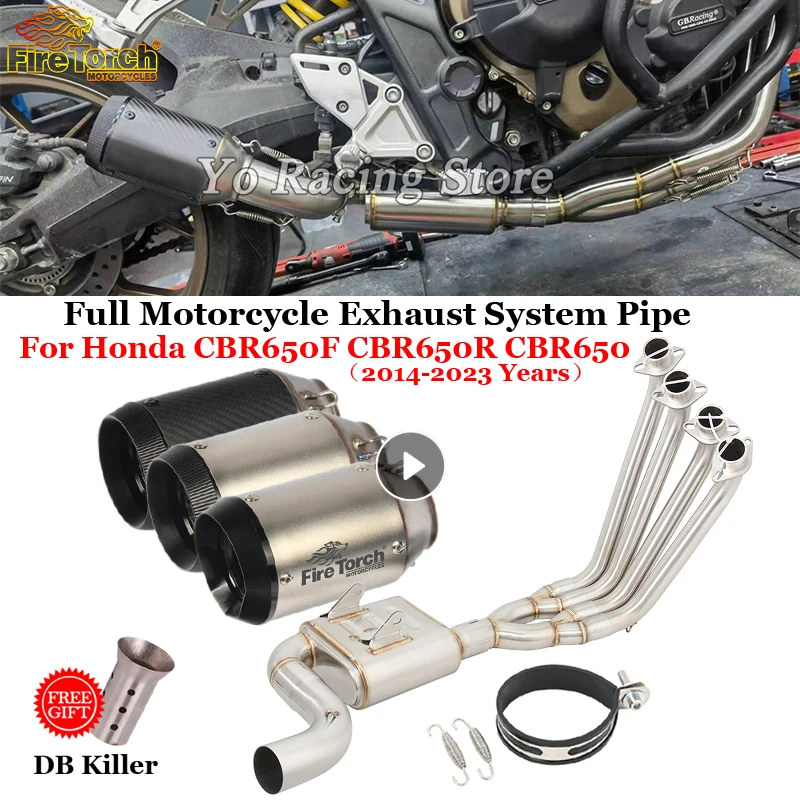 

Slip On For Honda CBR650 CB650R CB650F CBR650F CBR 650 2014 - 2023 Full Motorcycle Exhaust System Front Link Pipe With Escape