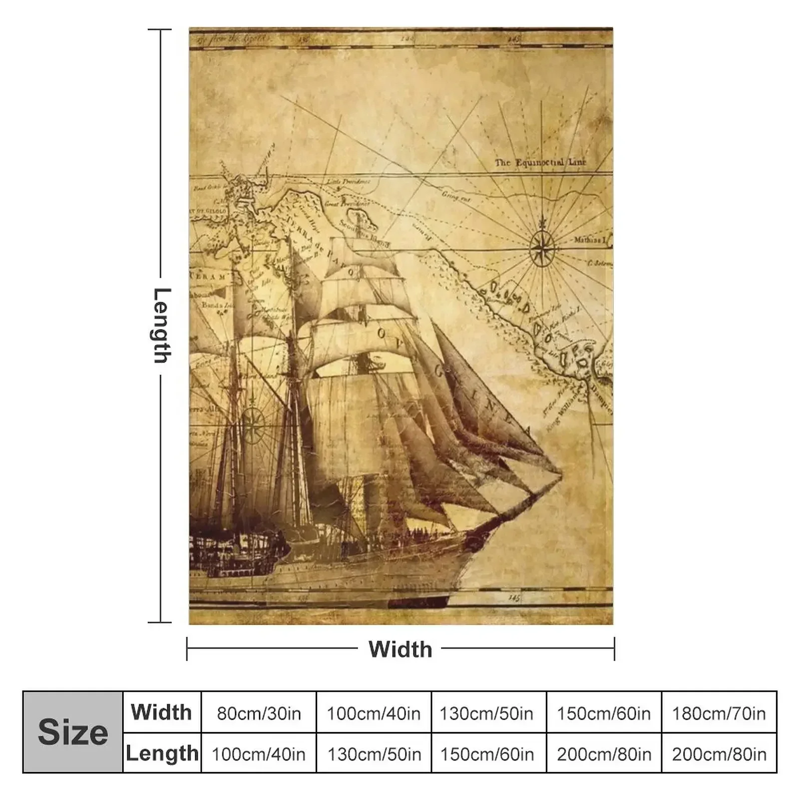 Vintage ship map Throw Blanket Flannels Kid'S blankets ands Extra Large Throw Bed Fashionable Decorative Sofa Blankets