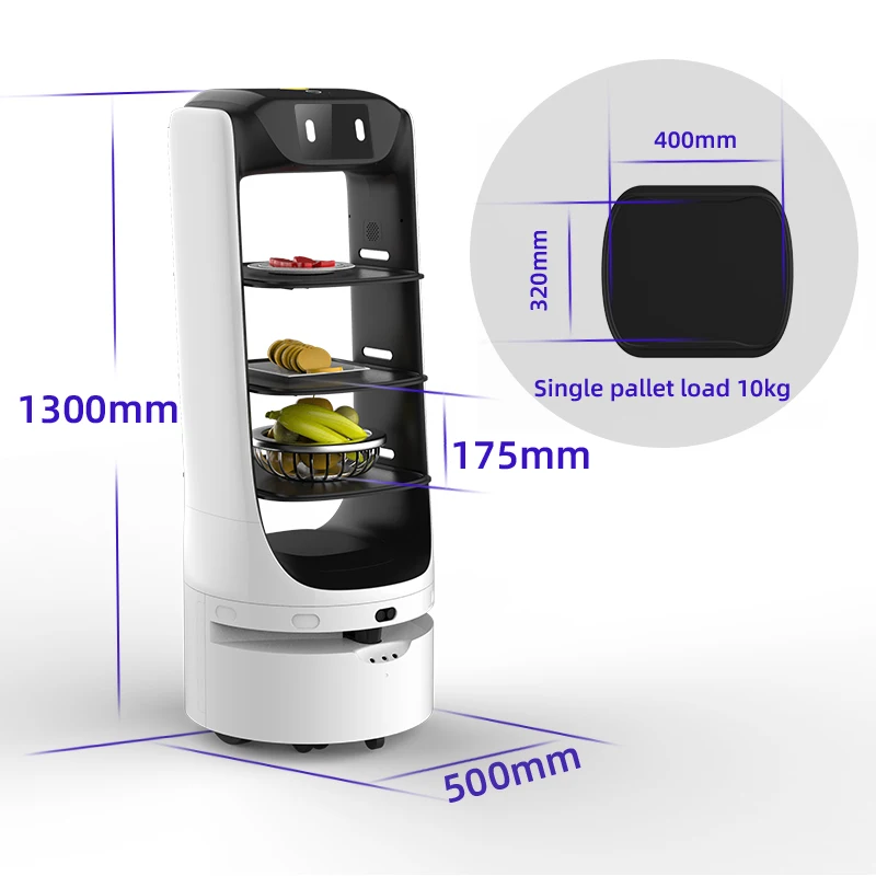 Commercial Autonomous Waiter Service Robot OEM ODM Food Delivery Robot Equipped With 7 Inch Touch Screen