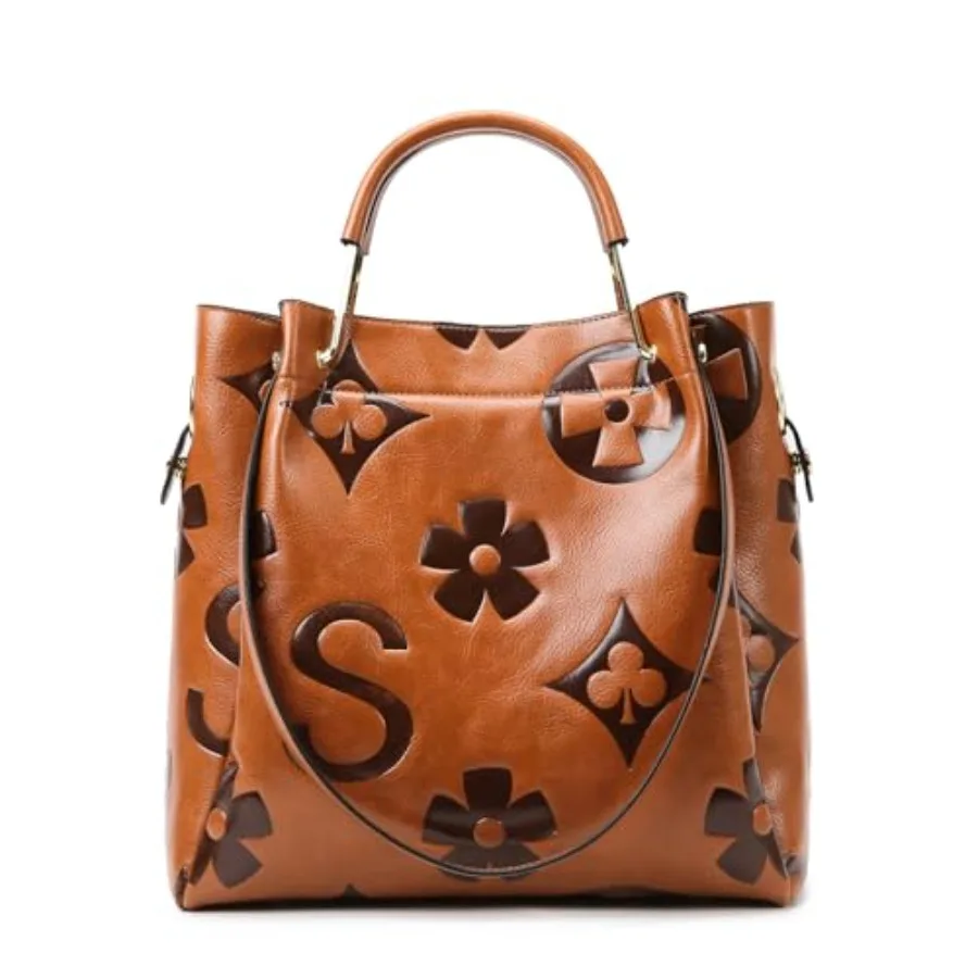 

Женские сумки с цветочным принтом - Набор сумок из тисненой кожи с верхней ручкой, большая сумка через плечо, дамская сумка-ведро, сумка-хобо, тоут