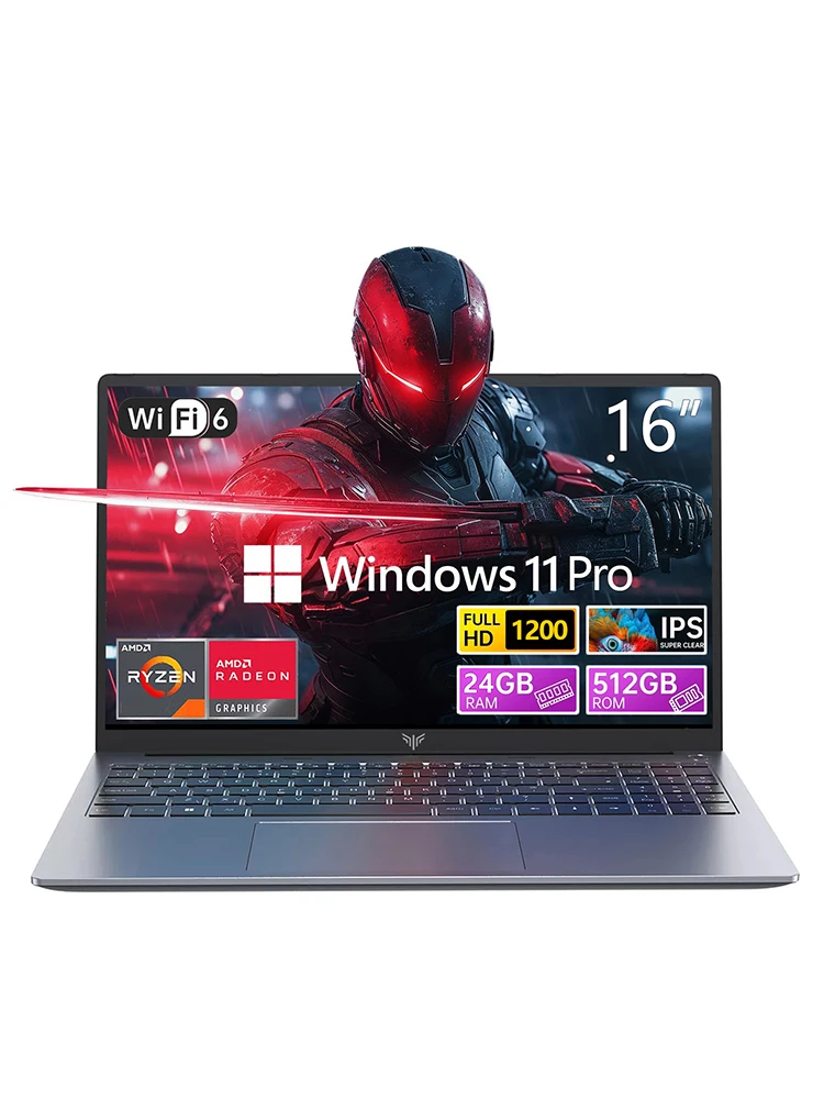 ACEMAGIC S16 Laptop 16-Zoll-Gaming-Laptop - Ryzen 7 H255 - 24GB LPDDR5 512B NVMe SSD - AMD Radeon 780M - WiFi6 - BT5.2 - Windows 11 Pro