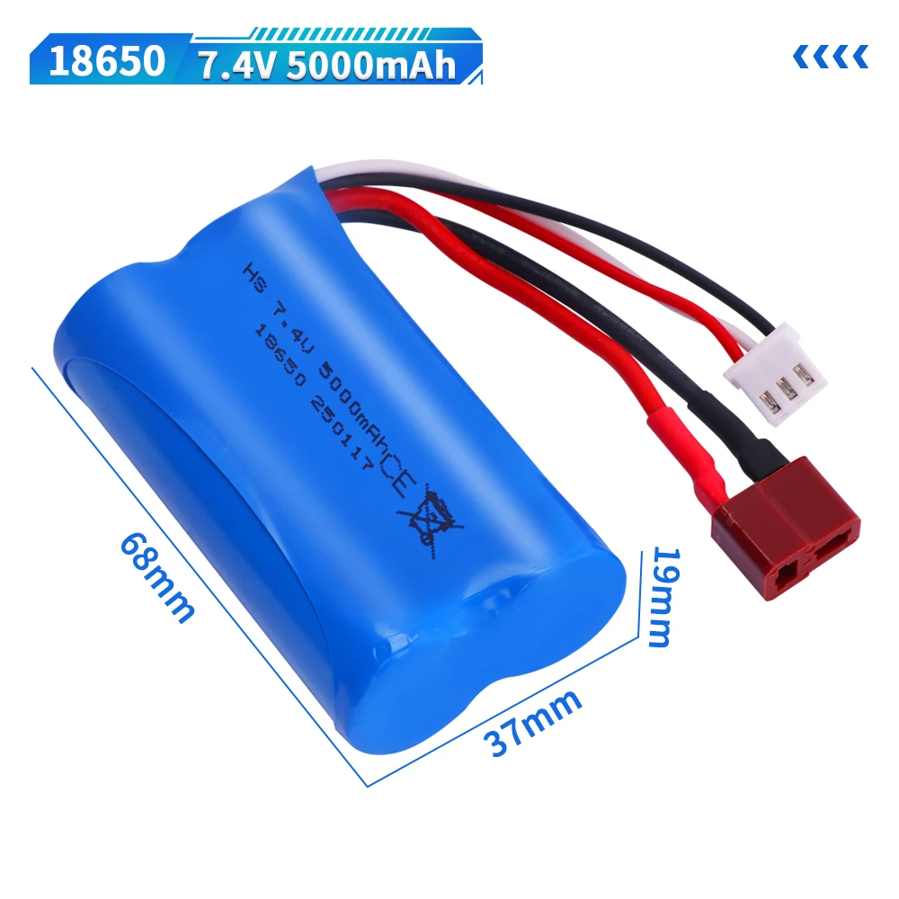 7.4V 18650 5000mah 20C Battery For Wltoys 144001 A959-B A969-B A979-B K929-B 12428 12423 10428 RC Car Spare Parts 2S lipoBattery