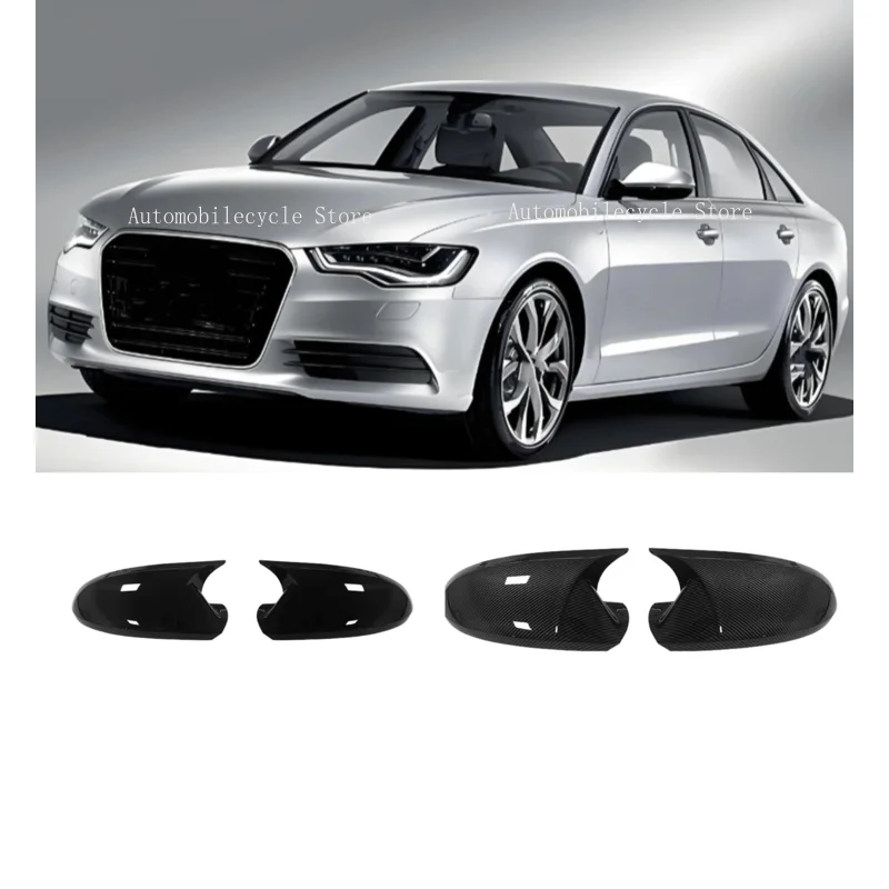 Car Rearview Side Mirror Cover Wing Cap  Fit For Audi A6 C7 C7.5 S6 4G RS6 2012-2018 Sticker Rear View Case Trim Carbon Fiber