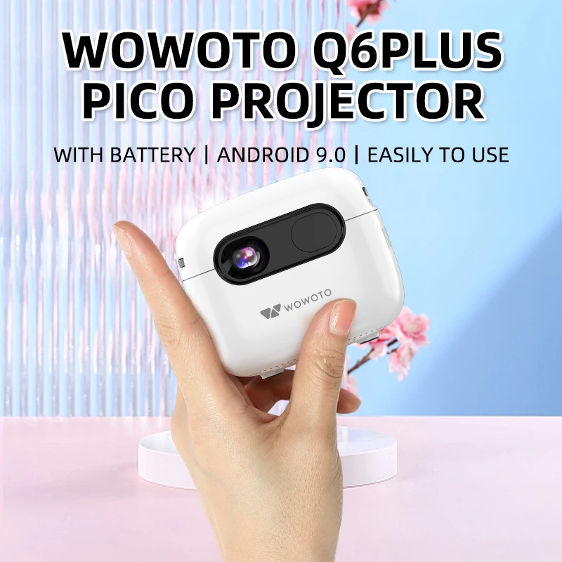 Q6 Plus Mini przenośny inteligentny projektor 120 ANSI Android 9.0 Dual Wifi 6 BT5.0 4K 1080P HD Home Cinema Outdoor Projector 4800mAh