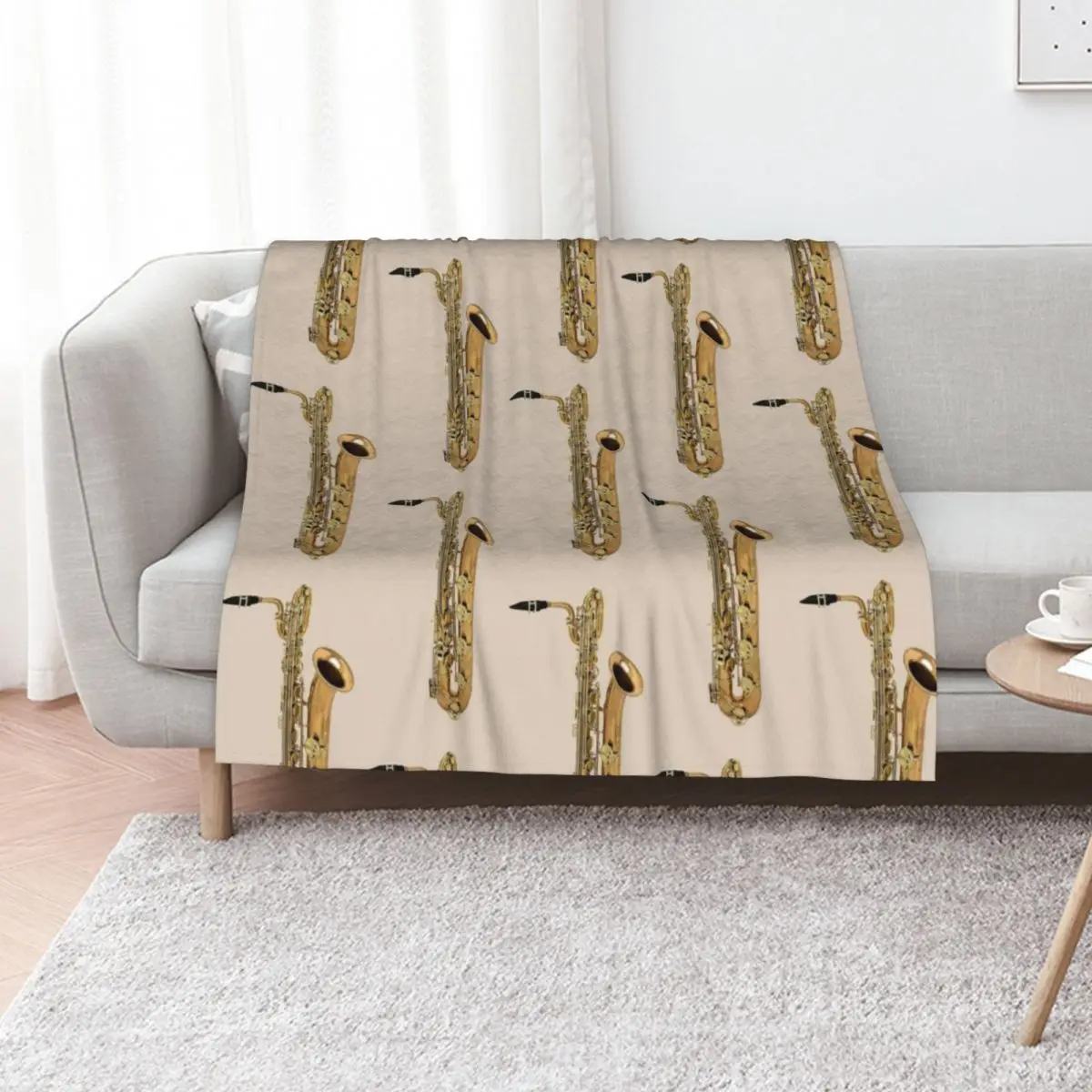 Big Baritone Saxophone Throw Blanket Cozy Light Blanket for Travel Camping Picnic