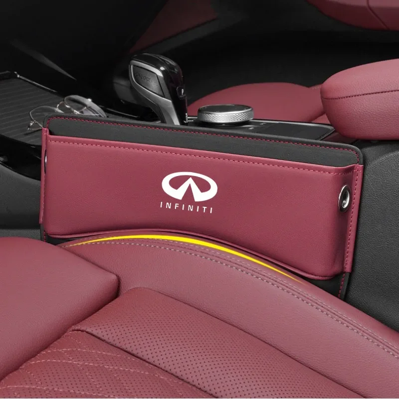 Car Seat Gap Organizer Leather Auto Console Side Crevice Storage Box For Infiniti Q50 FX35 Q30 G37 Q70 QX70 G35 Q60 QX50