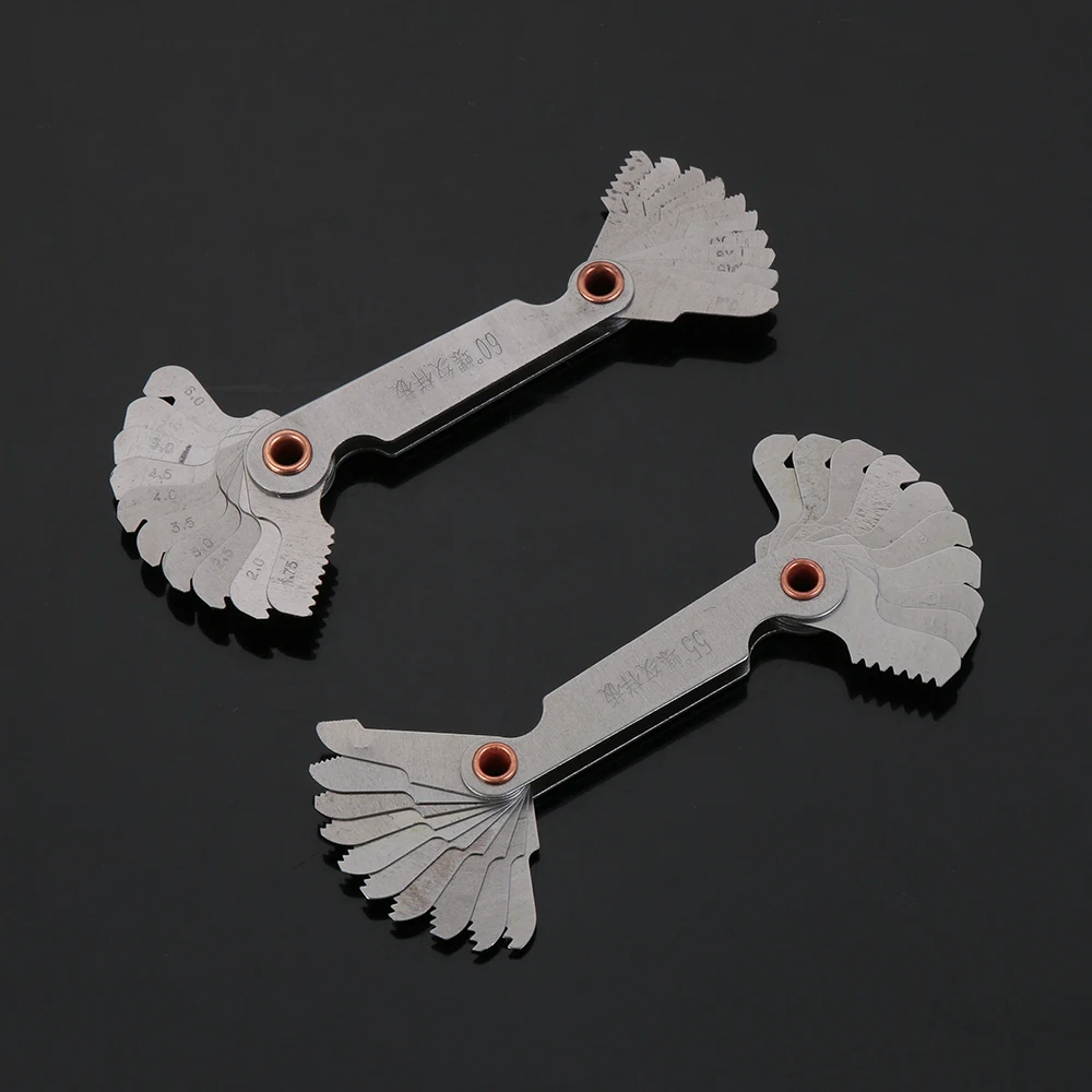 55/60 Degree Thread Plug Gauge Metric Inch Gear Tooth Gauges Carbon Steel Measuring Screw Pitch Cut Step Lathe Combination Tool