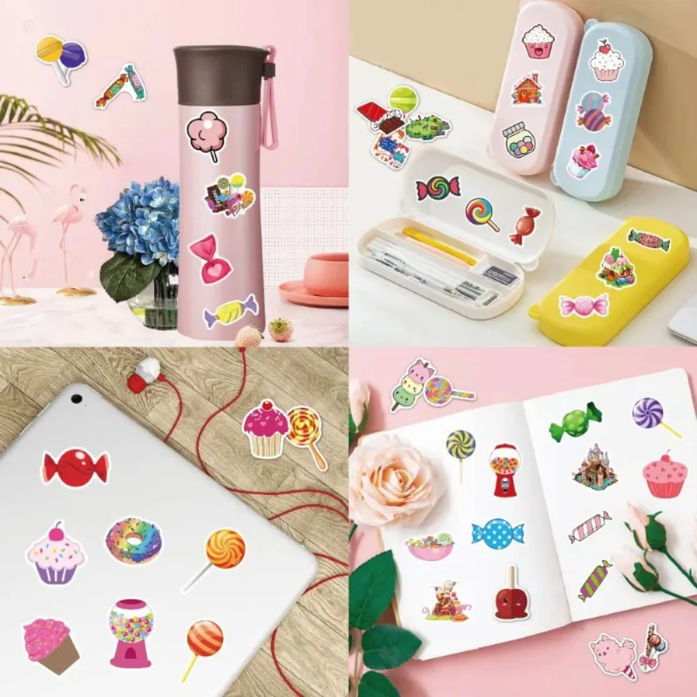 50 قطعة ملصقات دراجة نارية مقاوم للماء الديكور الغيتار سكيت الكمبيوتر الكرتون مصاصة كعكة الحلوى الحلوى ملصقات الكتابة على الجدران