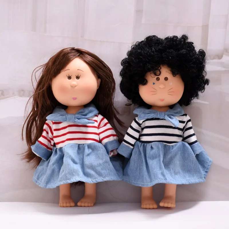 

24cm Spanish Mia Potato Doll Clothes Striped Student Dress Denim Patchwork Sailor Style Doll Outfit Girls Gift