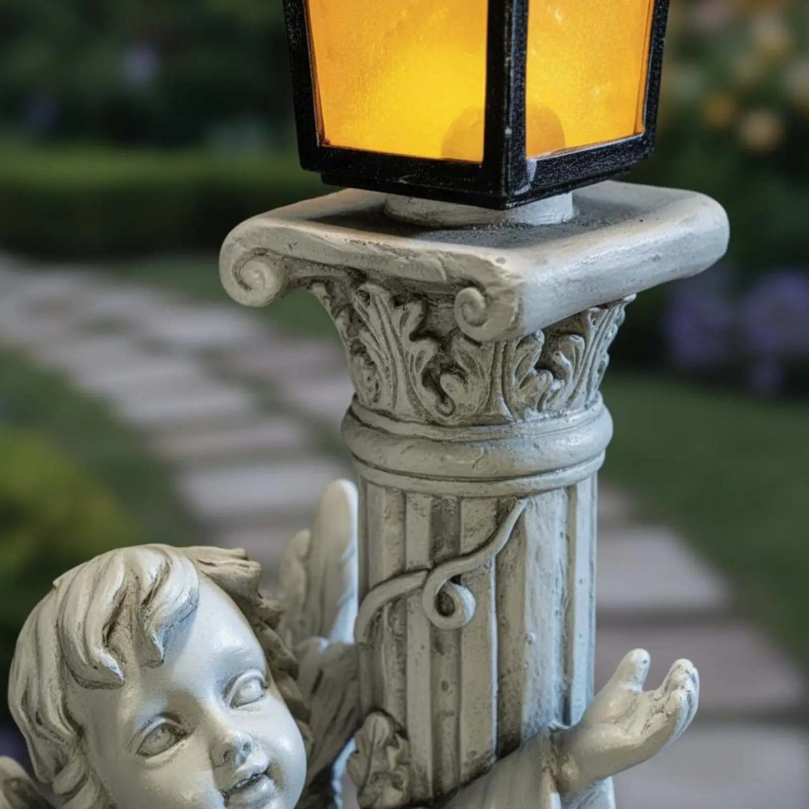 Roman Pillar Angel Statue Weather Resistant Roman Column Night Light for Yard, Patio
