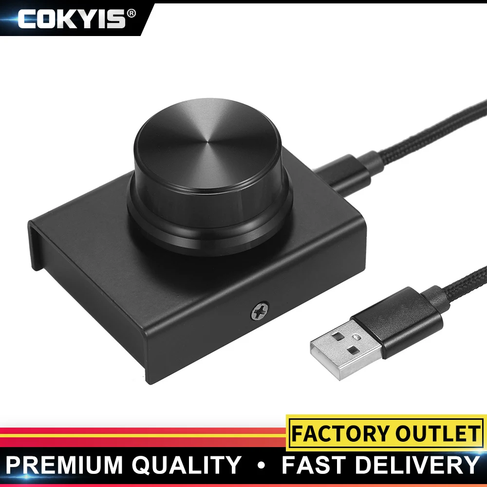 Áudio USB Volume Control Knob, Um Botão Função Mudo, Mini Controlador para Laptop, Plug and Play, PC Speaker, Regulador