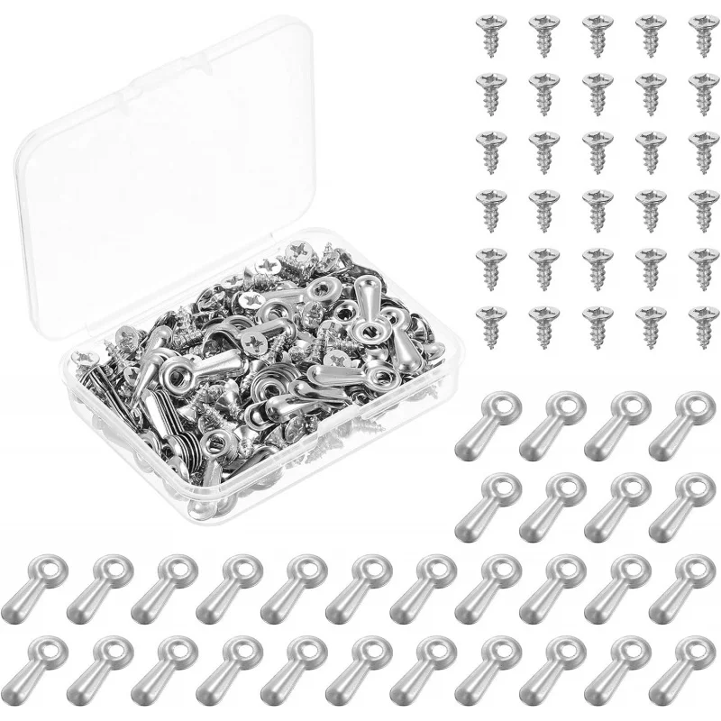 

100Pcs Picture Frame Turn Button, Frame Backing Fasteners with 100Pcs Screws, Frame Hardware Hanging Pictures Photos Posters