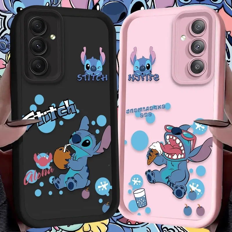 Case for Samsung Galaxy S25 S24 S23 Ultra S22 S21 Plus FE 5G A54 A34 A14 A73 A53 A33 5G Luxury Disney Stitch Ice Cream Printing