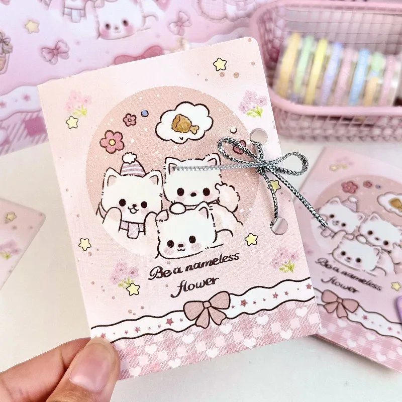 10pcs/set Ins Style Adorable Dog Bow Photo Card Holder  Foldable Greeting Cards Gift Packaging Kit for DIY Message Present
