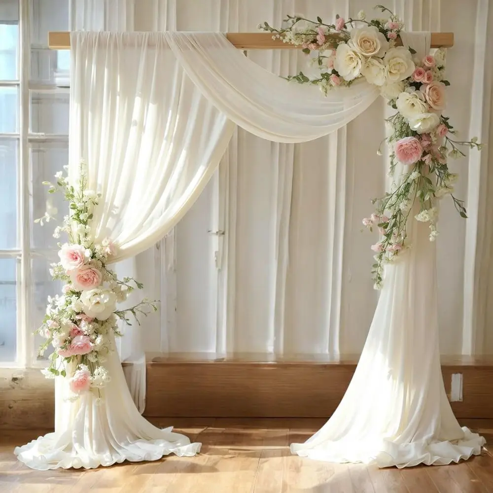 

Pack o 1 Wedding Arch Drape Panel (30" Width x 100t Long) Sheer Chion Arbor Drapery abric or Wedding Ceremony Retion Decoration