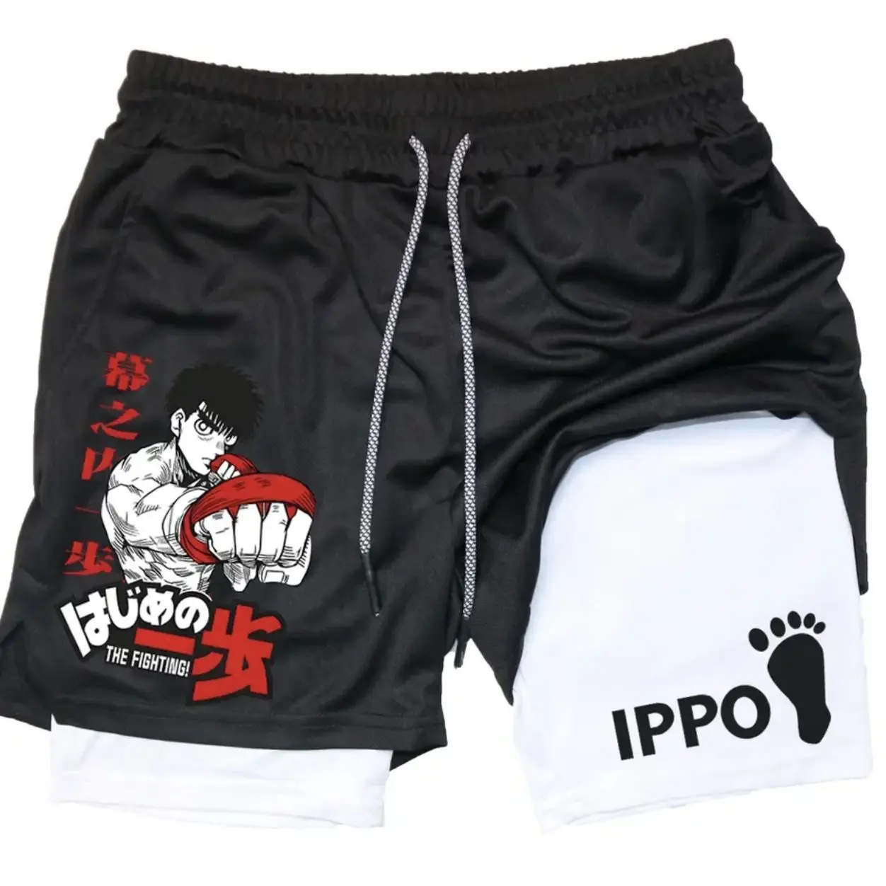 Bandai Summer 2-in-1 High Quality Shorts Gym Boxing Running Sports Hajime No Ippo Print Shorts Double-Layer Quick-Drying Shorts