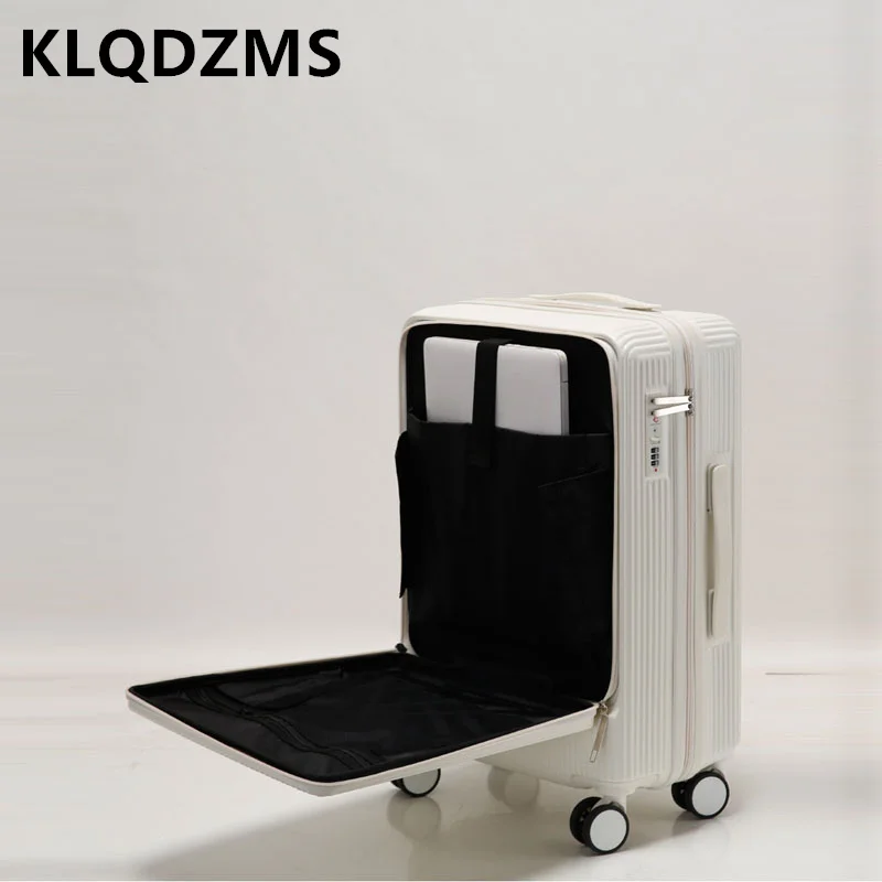 KLQDZMS-Caso de embarque portátil com rodas, Rolling Laptop Suitcase, PC Trolley Case, abertura frontal, carregamento USB, 20 ", 22", 24 ", 26"