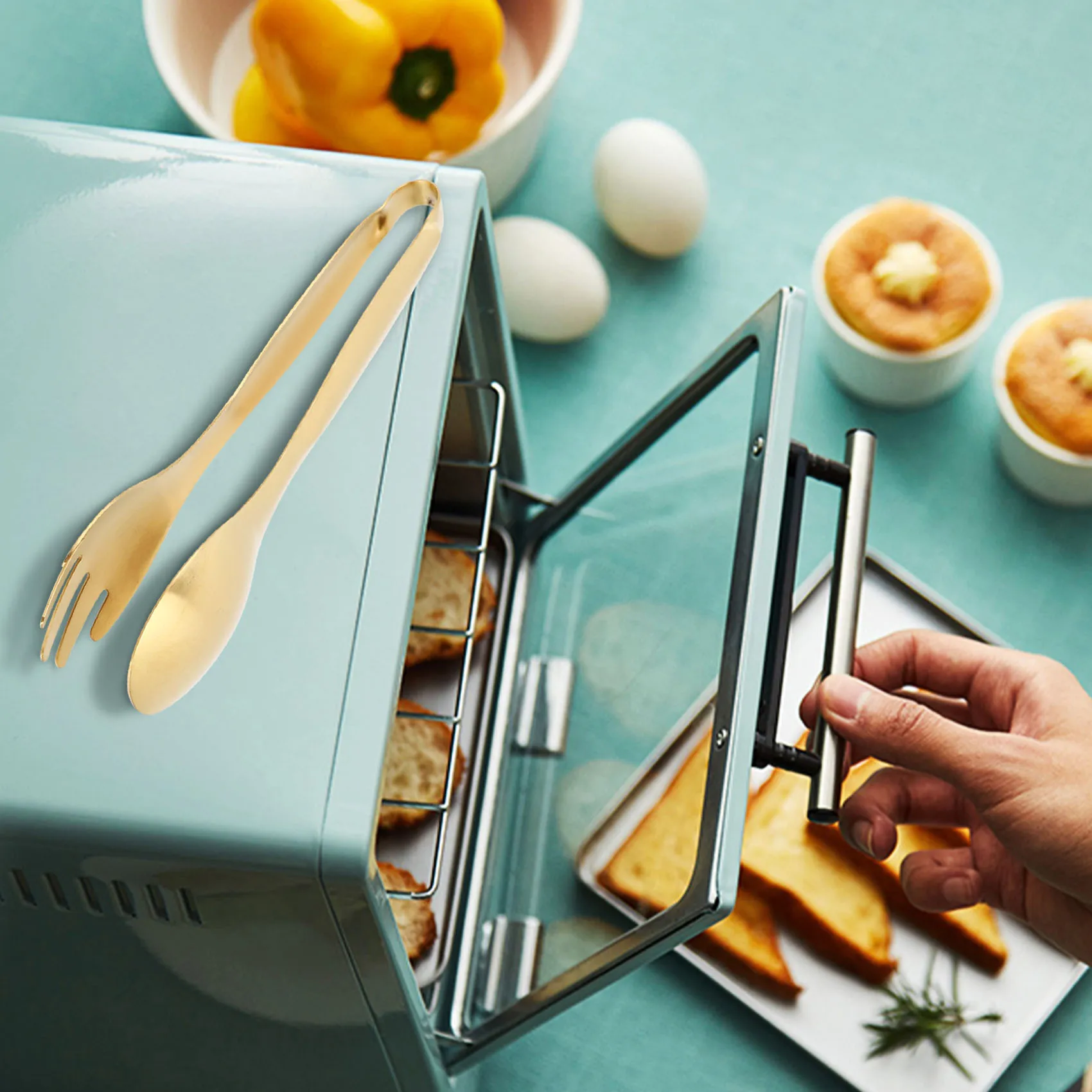 【~ New A20Z】Stainless Steel Food Tongs Gold Kitchen Utensils Buffet Cooking Tools BBQ Clips Bread Steak Tong