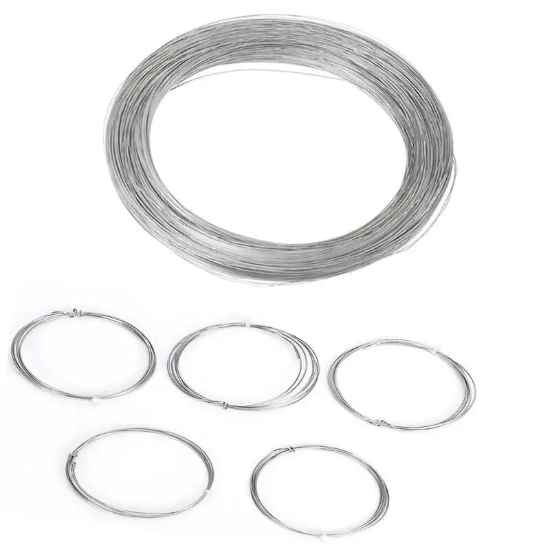 1-3rolls 304 Stainless Steel Wire Soft / Hard 1-100m Single Core Rust-Proof DIY Binding Craft Metal Rope 0.02-3mm