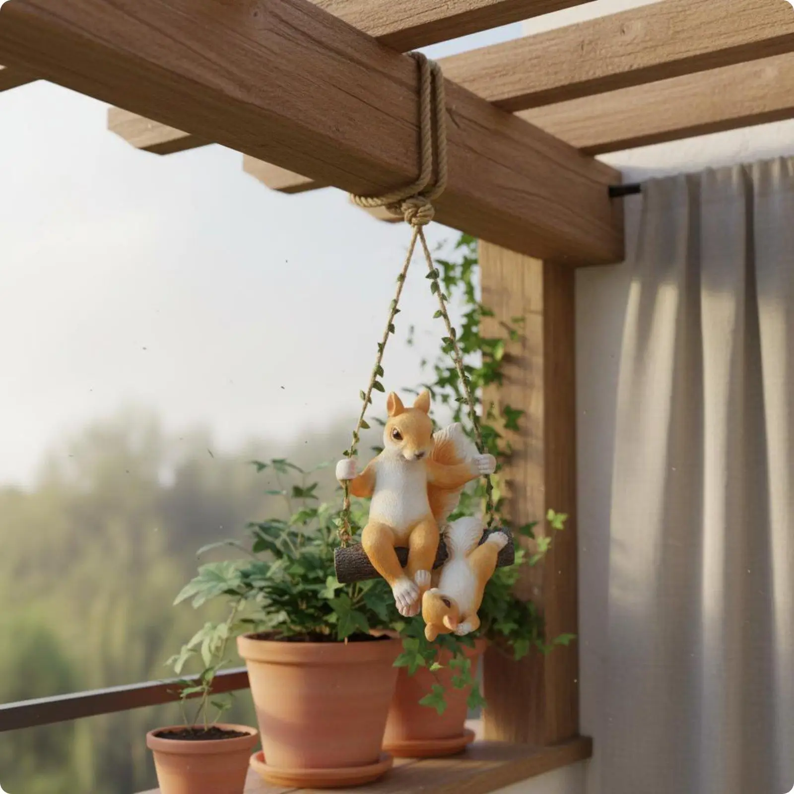 Resin Squirrel Hanging Outdoor Figure Woodland Animal Decoration for Patio Garden Tree Nursery Wall Ornament