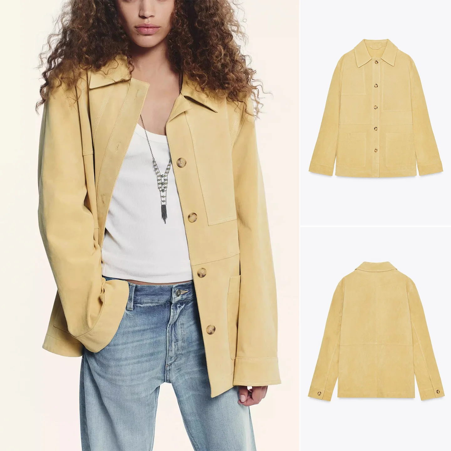 

Осенняя новая женская повседневная длинная све однотонная искусственная кожа нубу из искусственной кожи, верхняя одежда с откидным воротником, свободная посадка для поездок на работу