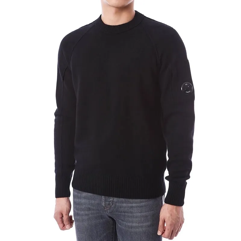 Loose Casual round Neck Knitted Sweater Company CP Lens Badge Simple Design Autumn Winter Men's Long Sleeve T-Shirt