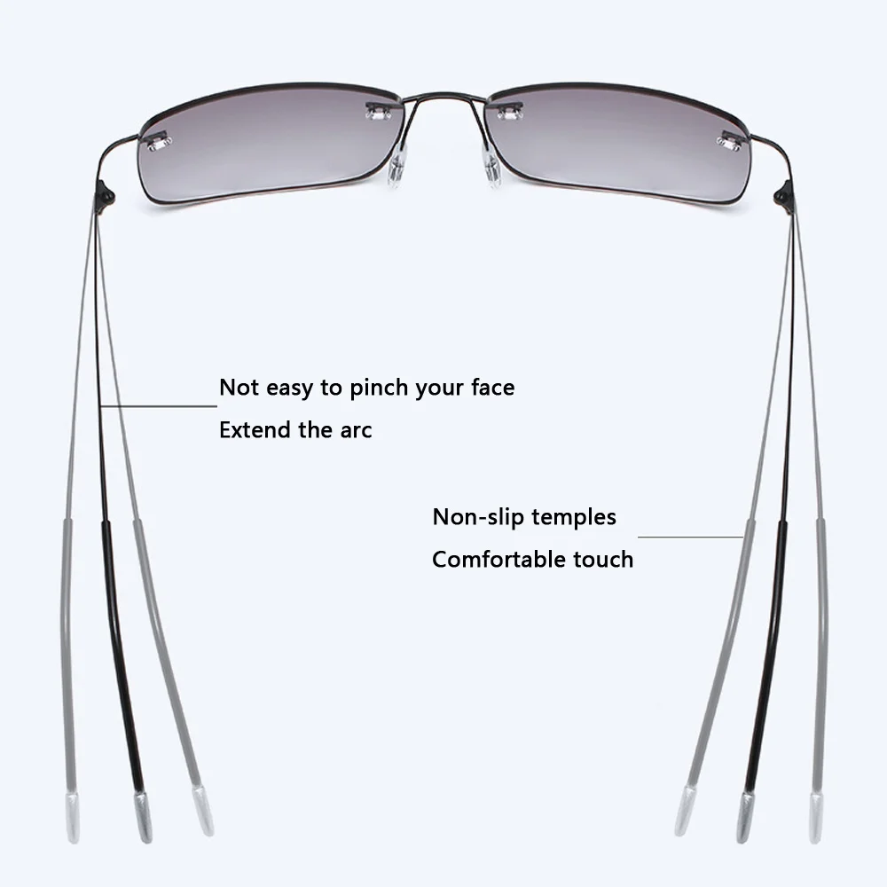 2025 NEW Rimless Sun Reading Glasses Anti Blue Light Near And Far Multifocal Presbyopia Shades Eyewear Men Magnify Glasses+1to+4