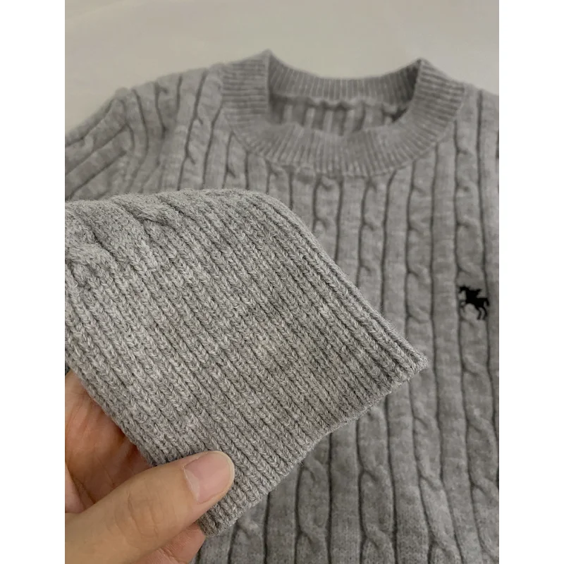 Winter Female Grey Pullover Cozy Cashmere Women Top Knitted Solid Jacket Embroidery Long Sleeve 2023 NEW Harajuku High Quality