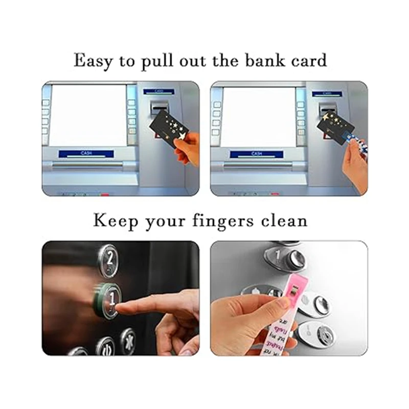 12 PCS Card Clips Contactless Card Acrylic Debit Bank Card For Nail Card Extractor Keychain With Card Puller, Easy To Use