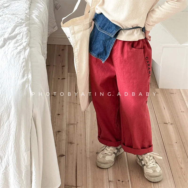 2023 jesienne nowe dziecięce luźne spodnie bawełniane dziewczynek list spodnie haremowe dziecięce spodnie na co dzień maluch chłopcy proste spodnie