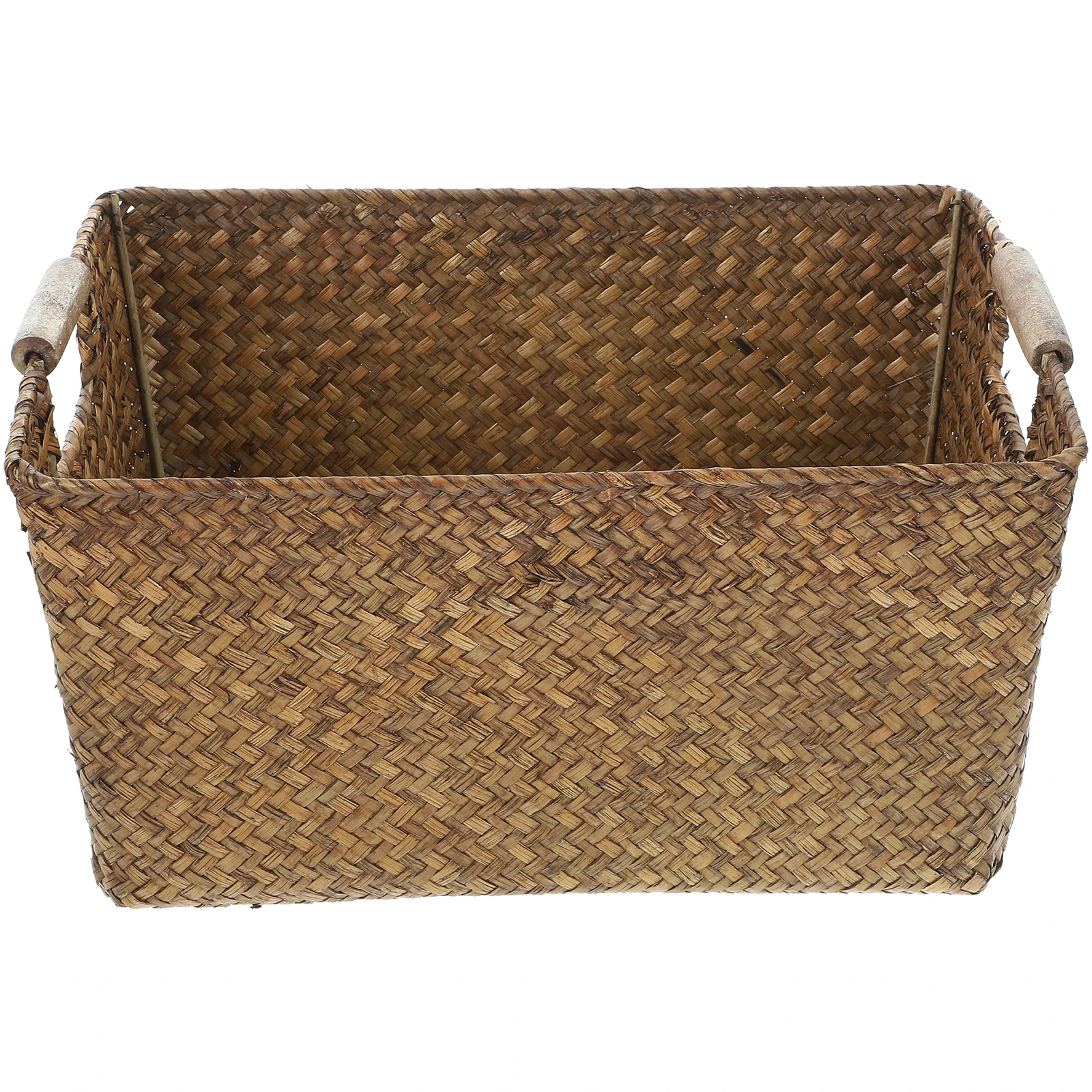 

Bamboo Storage Basket Rectangular Wicker Organizer for Home Office Bedroom Decorative Bin Multi-functional Portable Sundries Box