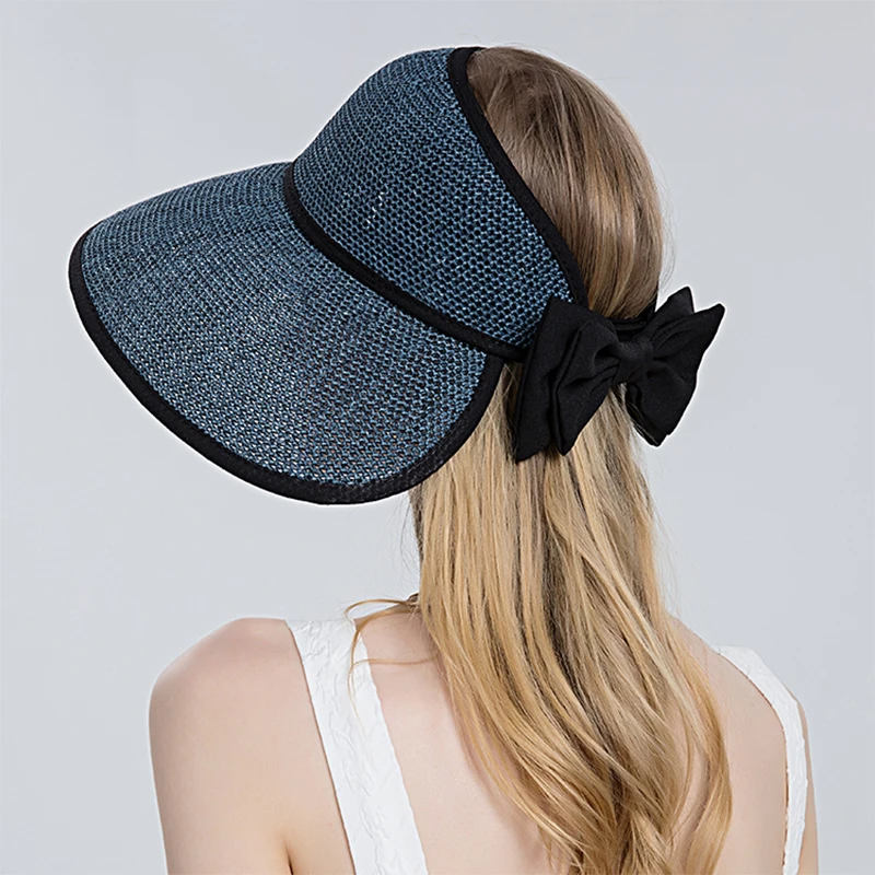 Chapeaux de paille anti-UV pour femmes, chapeaux de soleil pliables, visières à long bord large, chapeau de plage de voyage africain, casquettes d'extérieur pour femmes, chapeaux d'été