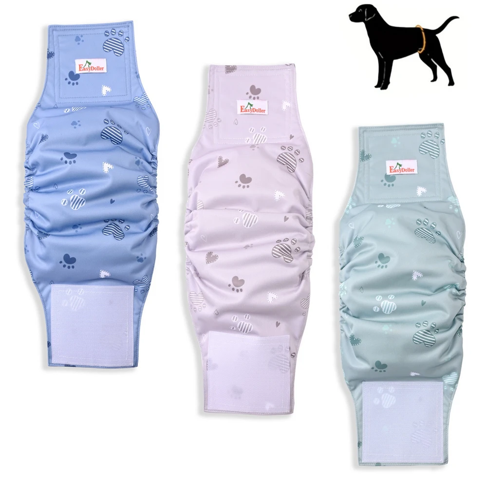 Washable Male Dog Diaper Cute Claw Pattern Printed Nappy Belly Wrap Reusable Pet Dogs Underwear Absorbent Pad Sanitary Panties