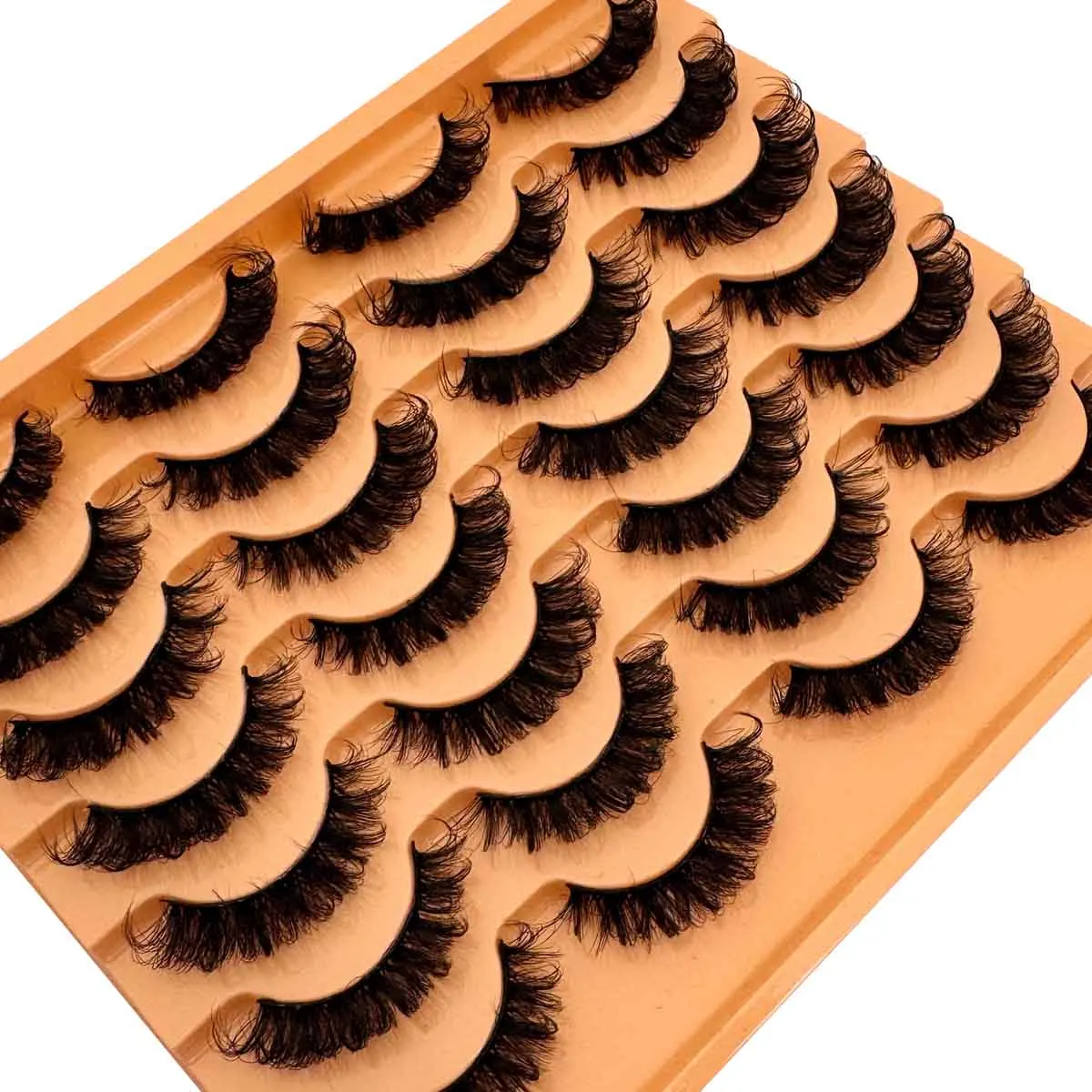14 زوجًا من الرموش الصناعية الطبيعية مع لفات روسية، لفات DD من رموش عين القط، لفات 6D مرنة على شكل متقاطع من الناعم