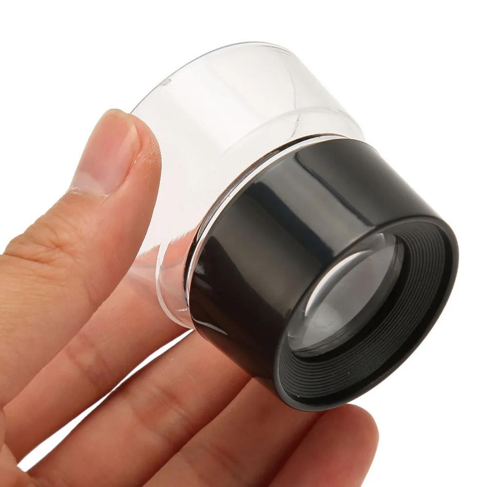 Compact Black Stand Magnifier 50*48mm Plastic Cylinder Magnifier Desktop Magnifying Glass for 10X For Coin Collecting