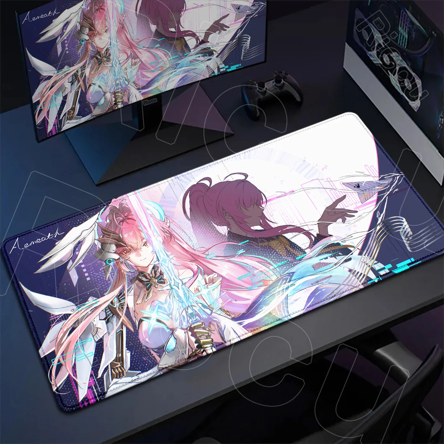HD Printing XXL Mousepad Game Wuthering Waves Aemeath Mouse Pad Rug Desk Mat Computer Gaming PC Accessories Rubber Keyboard Mats