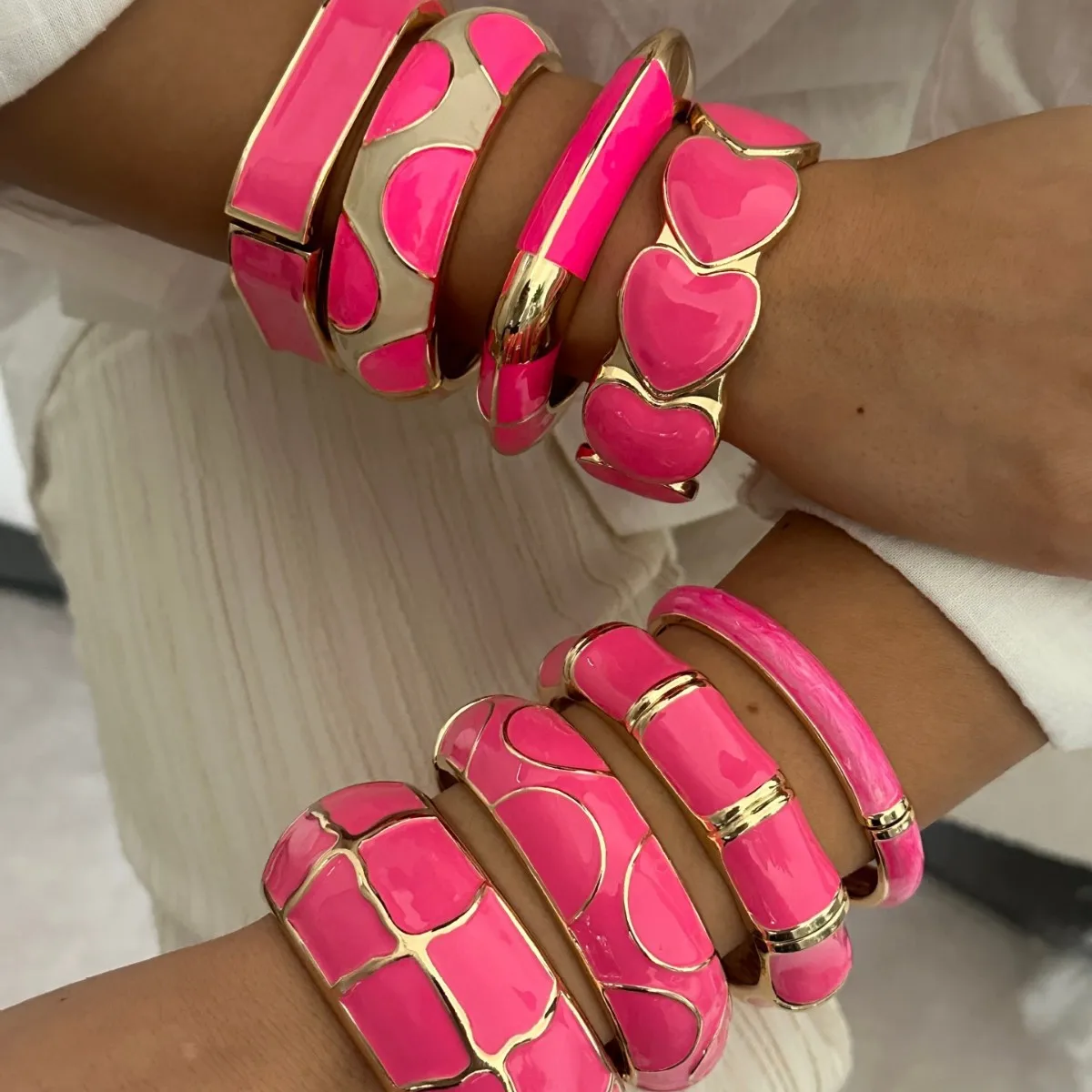 KMVEXO Dopamine Color Blocked Bangles Creative Design Fashionable Temperament Drip Oil Imitate Enamel Bracelet Women Jewelry